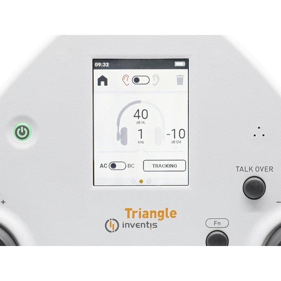 inventis triangle hordozható audiométer érintőképernyős kijelzője